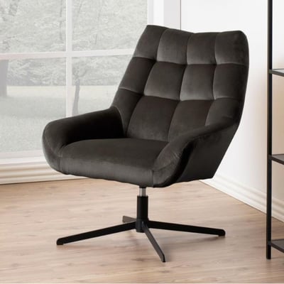 Fauteuil Paris - 73x82x88 cm - draaibaar - donkerbruin velours