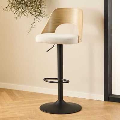 Barkruk Lucy - verstelbaar - eikenfineer - beige