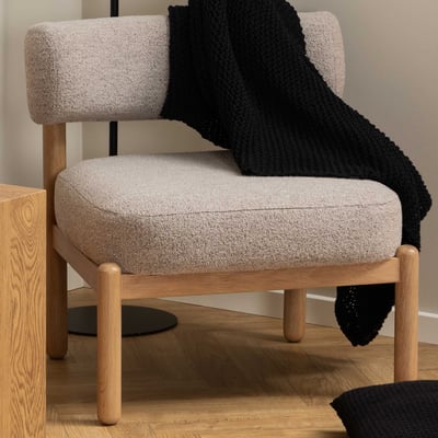 Fauteuil Burley - 67x69x75cm - eikenhout/beige stof