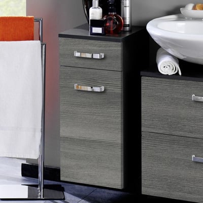 Badkamerkastje Bobbi 30cm 1 lade en 1 deur - grafiet/grijze eik Badkamerkastje Bobbi 30cm 1 lade en 1 deur - grafiet/grijze eik