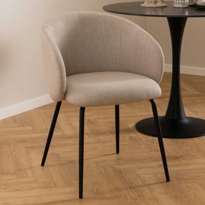 Eetkamerstoel Eleanor - stof - beige Eetkamerstoel Eleanor - stof - beige