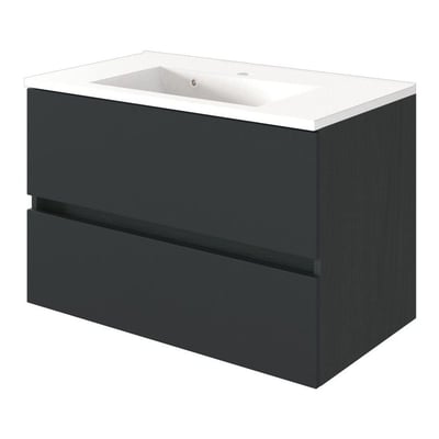 Wastafelmeubel Brama 80cm 2 lades - grafiet/mat grijs Wastafelmeubel Brama 80cm 2 lades - grafiet/mat grijs