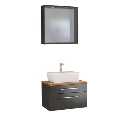 Set wastafelmeubel & spiegel Dasa 60cm - grafiet/mat grijs Set wastafelmeubel & spiegel Dasa 60cm - grafiet/mat grijs