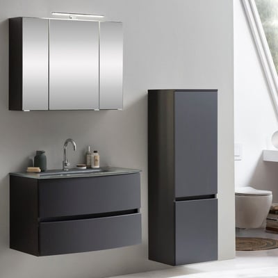 Badkamercombinatie Kornel 4 3-delig met grijze wastafel - grafietgrijs Badkamercombinatie Kornel 4 3-delig met grijze wastafel - grafietgrijs