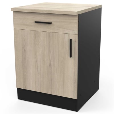 Onderkast Romanie 60 cm 1 lade, 1 draaideur en 1 legplank-Kronberg eik/matzwart Onderkast Romanie 60 cm 1 lade, 1 draaideur en 1 legplank-Kronberg eik/matzwart