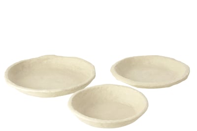 Set van 3 schalen chad papier mache wit