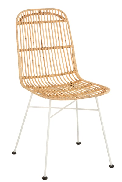 Stoel ema rotan/metaal naturel/wit