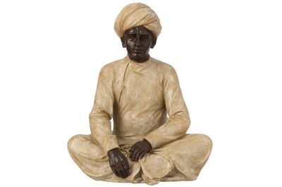 Indiase figuur zittend poly beige/bruin large