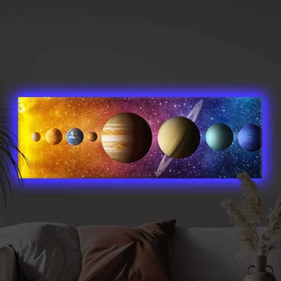 Ledgy Decoratief canvas schilderij met ledverlichting | Houten lijst | 30 x 90 cm