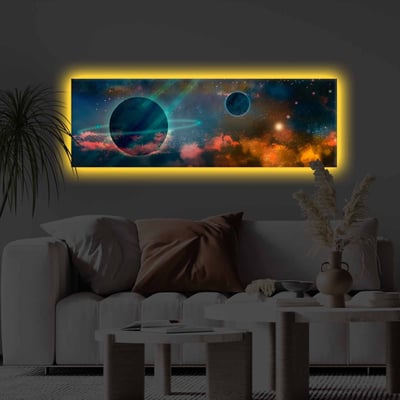 Ledgy Decoratief canvas schilderij met ledverlichting | Houten lijst | 30 x 90 cm