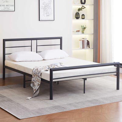 Metalen tweepersoonsbed Dixon - 140x200cm - mat zwart
