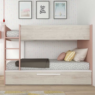 Stapelbed Cassie 90x200 met bedlade - oudroze Stapelbed Cassie 90x200 met bedlade - oudroze