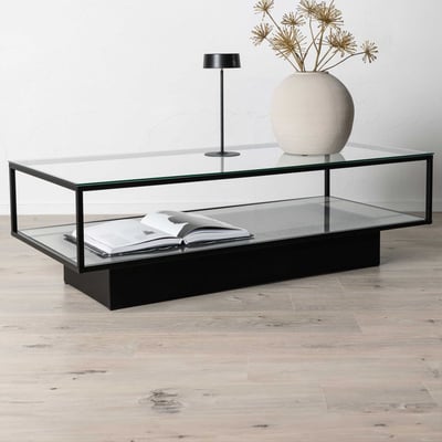 Salontafel Maglehem - Glas / Zwart - 130x60x38 cm