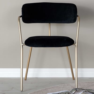 Eetkamerstoel Arrow - Zwart fluweel met messing - 61x79x58 cm