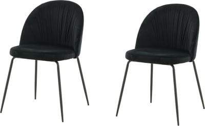 Eetkamerstoel Wrinkles Venture Design - Polyesterfluweel - 50x80x49 cm - Zwart