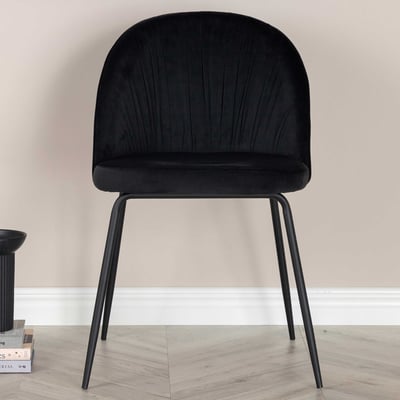 Eetkamerstoel Wrinkles - Polyesterfluweel - 50x80x49 cm - Zwart