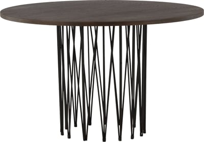 Ronde eettafel Stone Venture Design - MDF fineer - ⌀120 cm - Bruin/Zwart