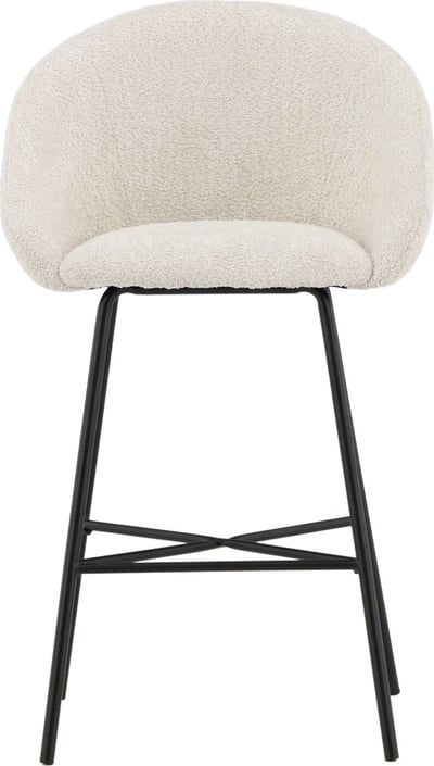 Barstoel Velvet Venture Design - Staal/Wit Teddy - 57x97x59 cm