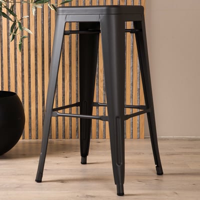 Barstoel Tempe - Staal - 43x76x43 cm - Donkergrijs