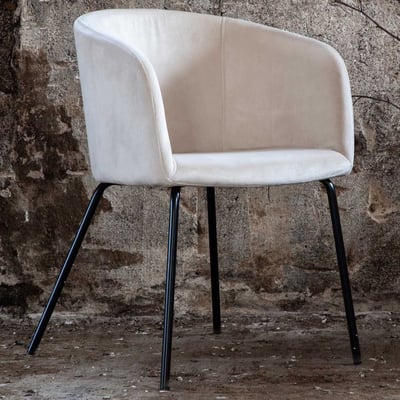 Eetkamerstoel Berit - Velours - 55x78x55 cm - Beige/Zwart