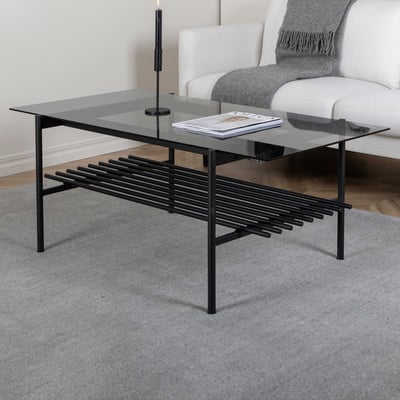 Salontafel Von Staf - Glas/Metaal - 120x60x48 cm - Zwart