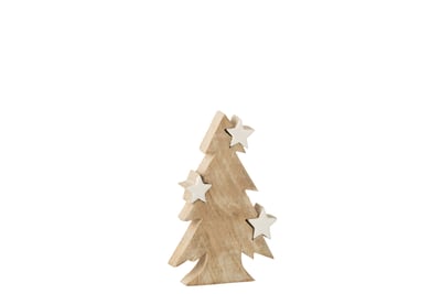 Kerstboom ster mango hout white wash/wit medium