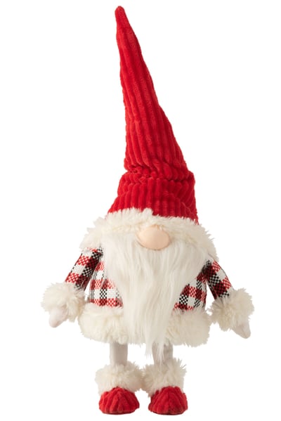 Kerstman staand wiebel pluche rood/wit