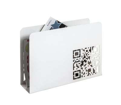 Tijdschriftenrek | 35 x 10 x 26 cm | Wit, QR-codeontwerp Tijdschriftenrek | 35 x 10 x 26 cm | Wit, QR-codeontwerp