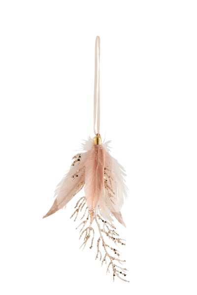 Hanger veren+steen glitter licht roze Hanger veren+steen glitter licht roze