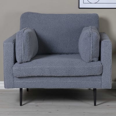 Fauteuil Boom Inger - Polyester Teddy - 90x88x110 cm - Donkergrijs