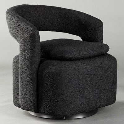 Fauteuil Laurel - Staal, Zwart Bouclé - 72x69x69 cm