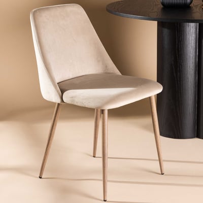 Eetkamerstoel Night - Fluweel/Staal - 56x83x48 cm - Beige