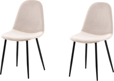 Eetkamerstoel Polar Venture Design 2-pack - Fluweel Zwart Metaal - 53x88x46cm - Beige