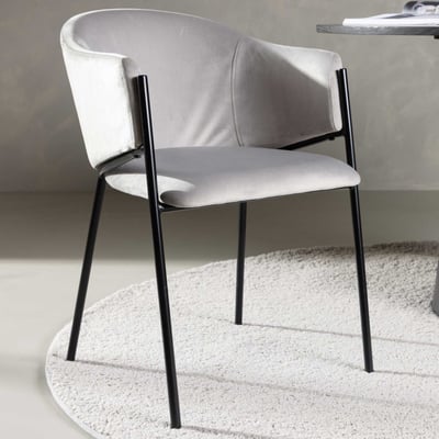 Eetkamerstoel Evelina - Fluweel Staal - 62x80x54cm - Zwart/Lichtgrijs