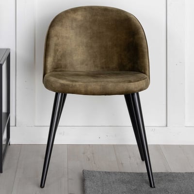 Velvet Eetkamerstoel - Polyesterfluweel - 55x77x50 cm - Oudgroen