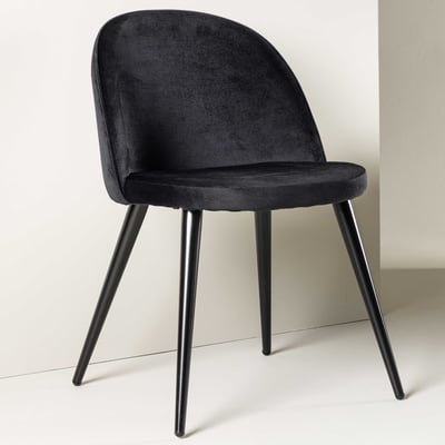 Eetkamerstoel Velvet - Polyesterfluweel Zwart - 76x49x56,5 cm