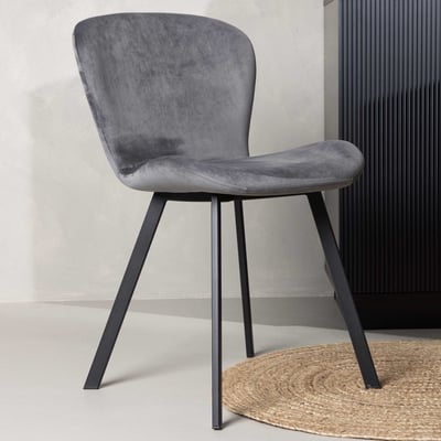 Eetkamerstoel Lilja staal polyester - 54x80x46 cm - grijs