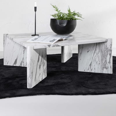 Salontafel Rogaland - MDF Marmerlook - 100x100x40 cm - Wit