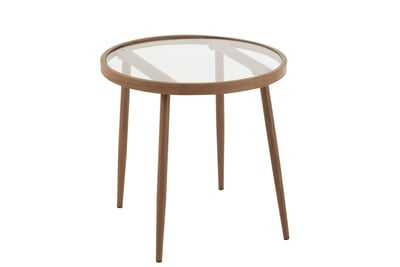 Bijzettafel rond metaal/glas donker bruin