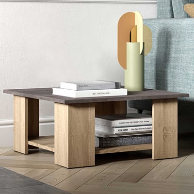 Salontafel Square 67x67 - eik/beton