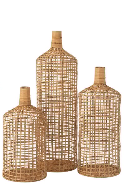 Set van 3 vaas decoratie bamboe naturel