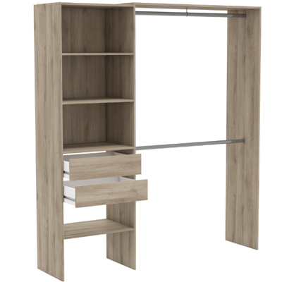 Kleerkast Marley 3 legplanken, 2 lades en 2 kledingroedes-Kronberg eik Kleerkast Marley 3 legplanken, 2 lades en 2 kledingroedes-Kronberg eik