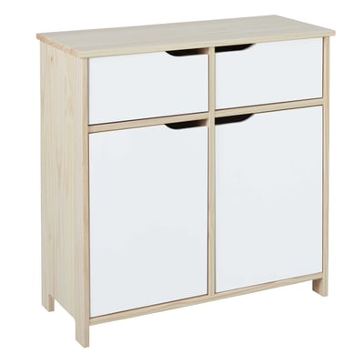 Commode Eidur 80cm 2 deuren & 2 lades - dennenhout/wit Commode Eidur 80cm 2 deuren & 2 lades - dennenhout/wit