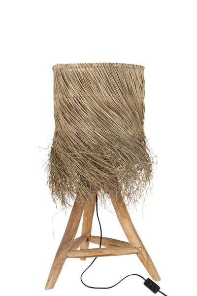 Tafellamp rafi gras/teak hout naturel Tafellamp rafi gras/teak hout naturel
