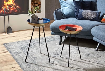 Bijzettafelset | Grote en kleine bijzettafel | Blauw en rood Bijzettafelset | Grote en kleine bijzettafel | Blauw en rood