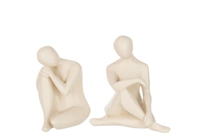 Figuur knielend poly beige assortiment van 2