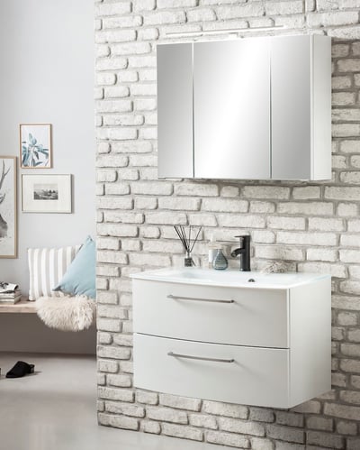 Badkamercombinatie Stivan 2-delig met witte wastafel - wit