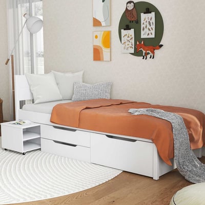Eenpersoonsbed Efetivo 90x200cm met opbergruimte - wit Eenpersoonsbed Efetivo 90x200cm met opbergruimte - wit