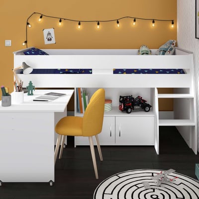 Halfhoogslaper met bureau Upside Down 90x200 - wit 