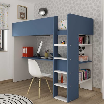 Hoogslaper Jet met bureau 90x200cm - blauw Hoogslaper Jet met bureau 90x200cm - blauw